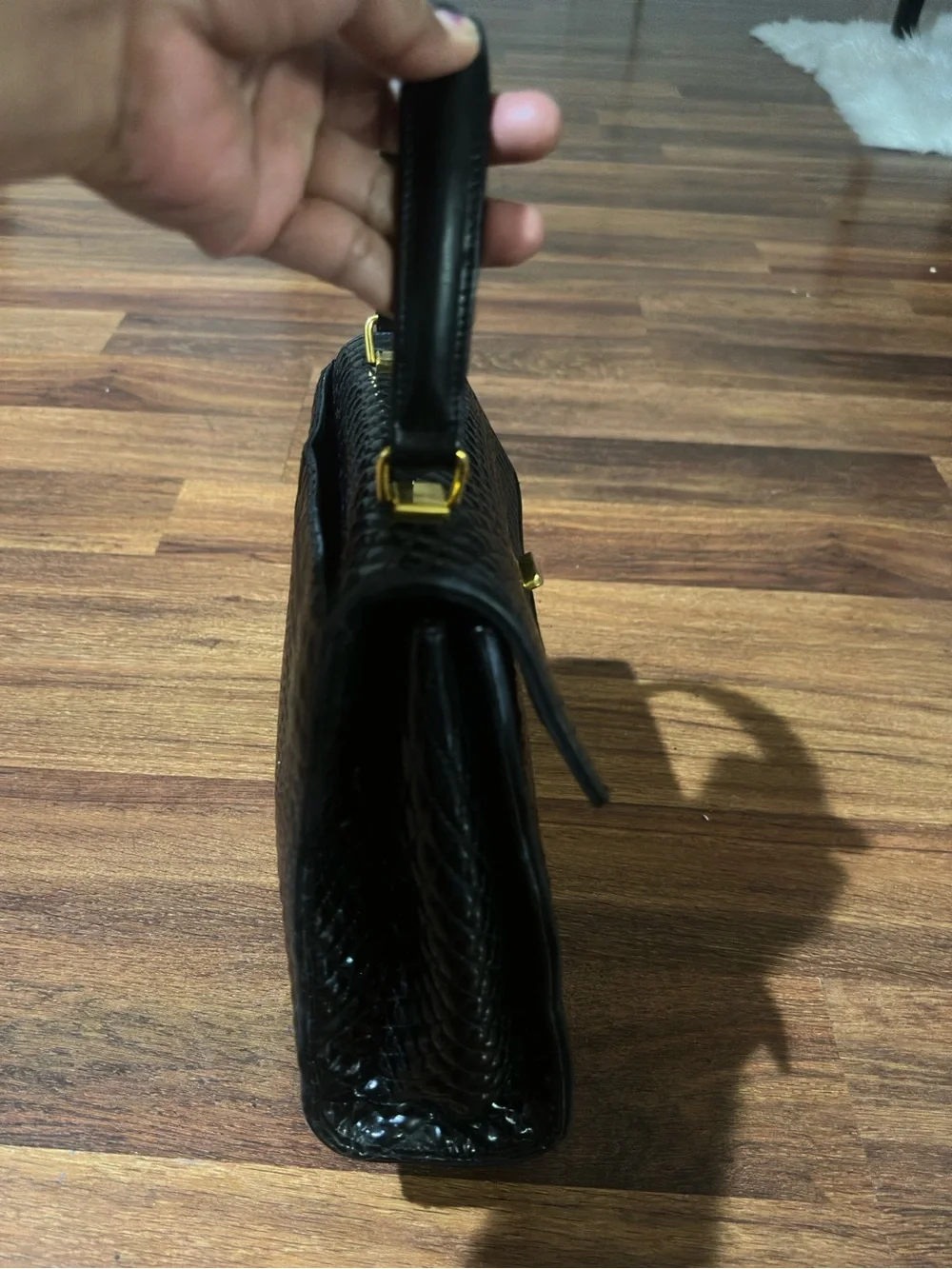 Vintage Bally Black Quilted Top-Handle Hobo Bag